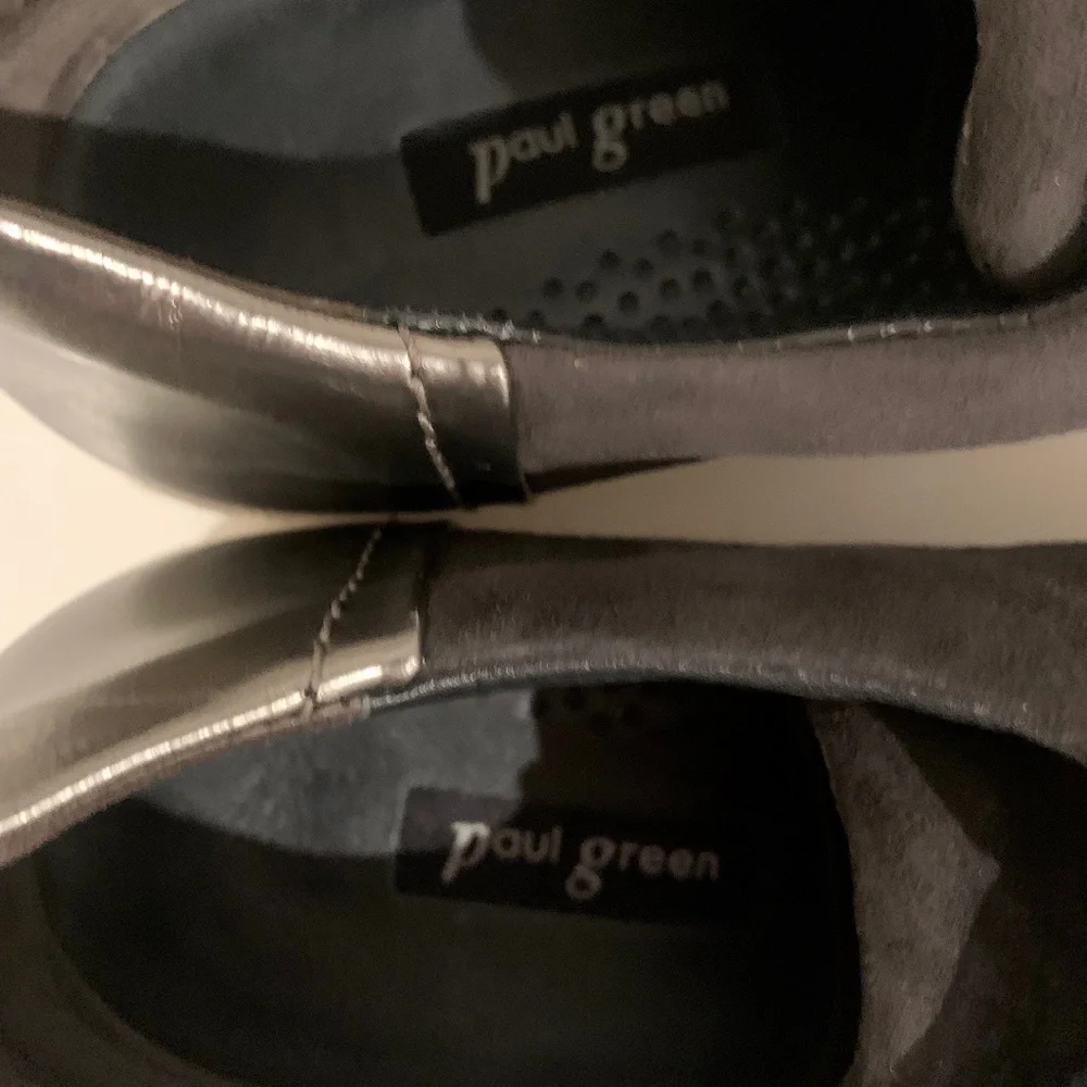 Paul Green Toby Leather Lace-Up Sneakers Side Zip Charcoal Slate Shoes US 7.5 - Picture 7 of 8